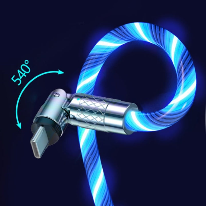 Câble de charge rapide avec effet lumineux LED | Connecteur pivotant à 540° | Câble USB avec charge rapide