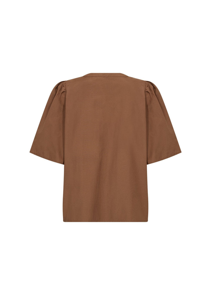 Damen Bluse | Kurzarmbluse mit Rundkragen, Knopfverschluss und geradem Schnitt