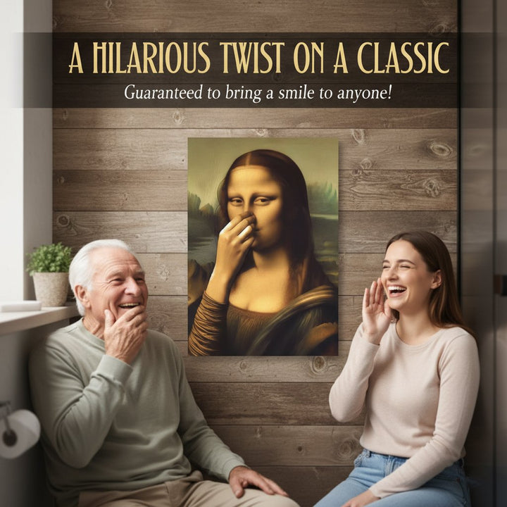 Bathroom Canvas Painting Renaissance Lady | Funny Art for Toilet &amp; Guest Toilet | Moisture Resistant | 40×60 cm