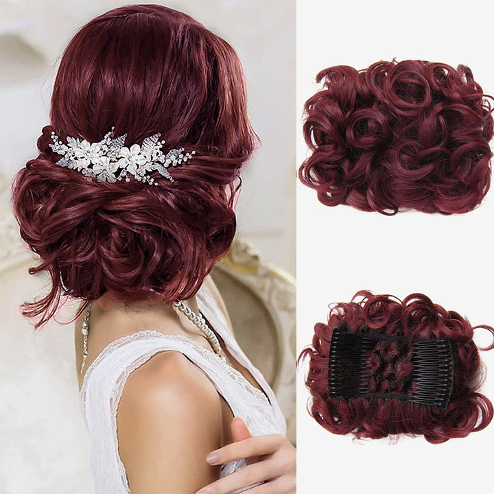 Göndör konty nagy hajrész | rendezetlen messy bun gumiszalaggal | azonnal több volumen másodpercek alatt | 2 darabos csomag