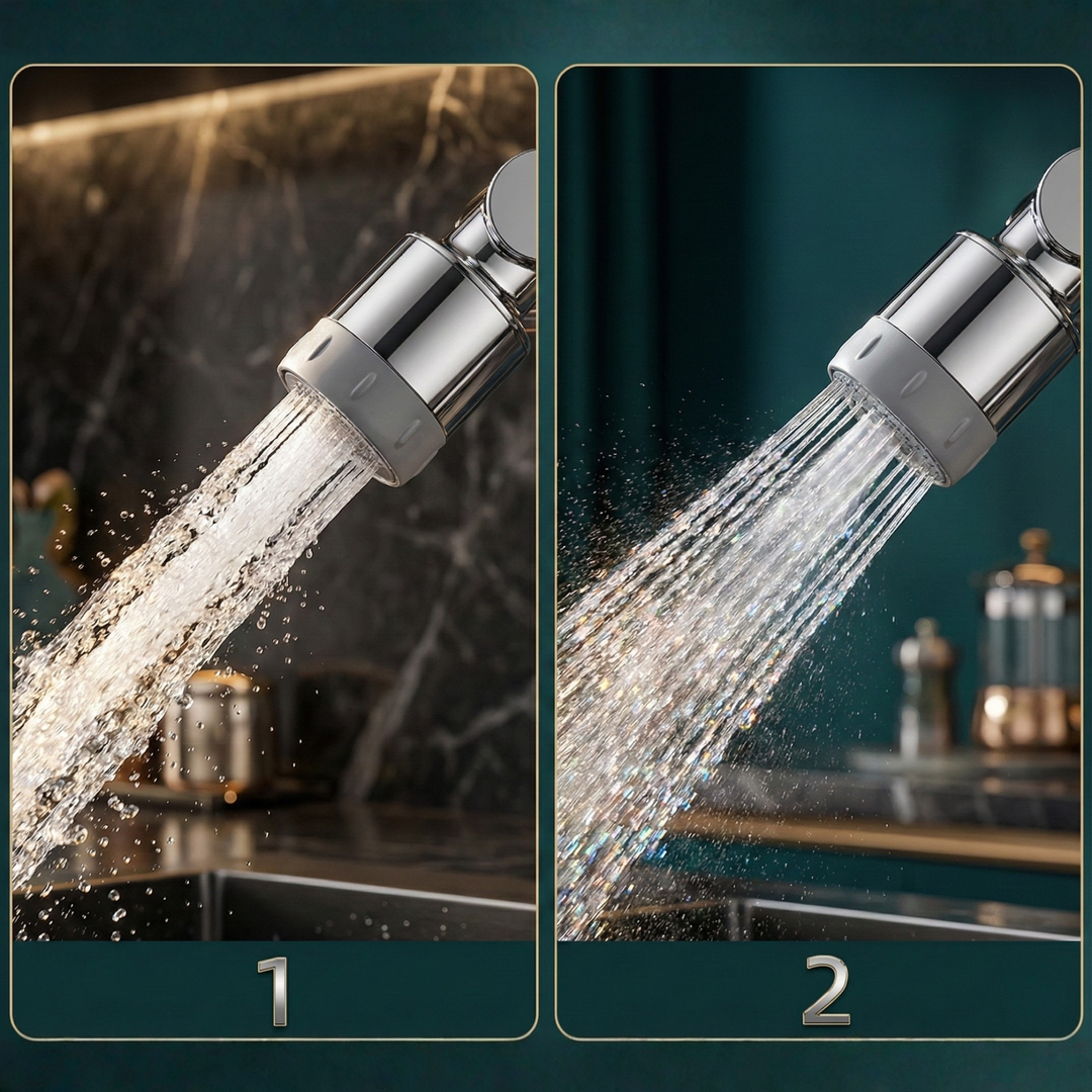 Faucet attachment 1080° rotatable for sink – HydroTwist | 2 spray modes, splash-free | Tool-free installation in 30 seconds