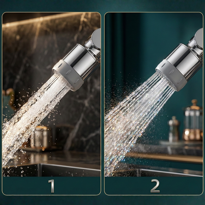 Faucet attachment 1080° rotatable for sink – HydroTwist | 2 spray modes, splash-free | Tool-free installation in 30 seconds
