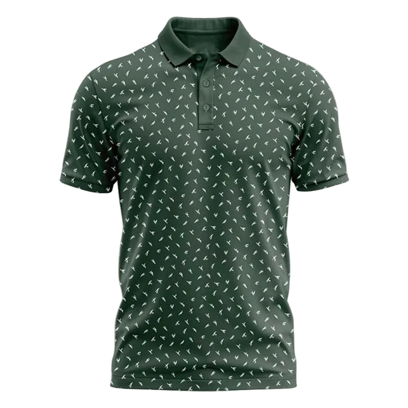 Herren Poloshirt mit Print | Atmungsaktives Stretch Polo im Slim Fit | Freizeitshirt für Alltag, Urlaub &amp; Freizeit