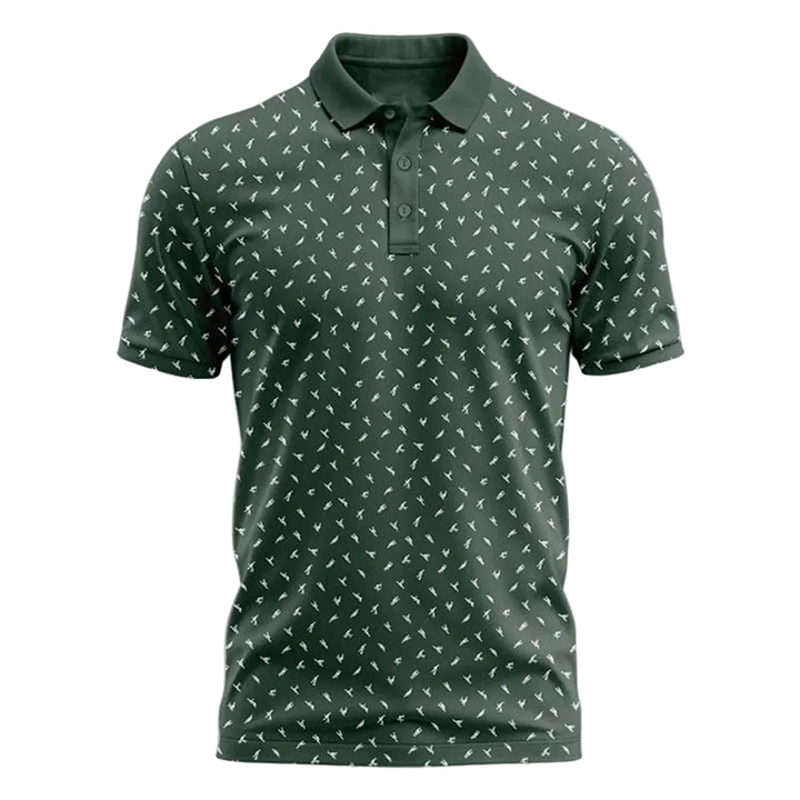 Herren Poloshirt mit Print | Atmungsaktives Stretch Polo im Slim Fit | Freizeitshirt für Alltag, Urlaub &amp; Freizeit