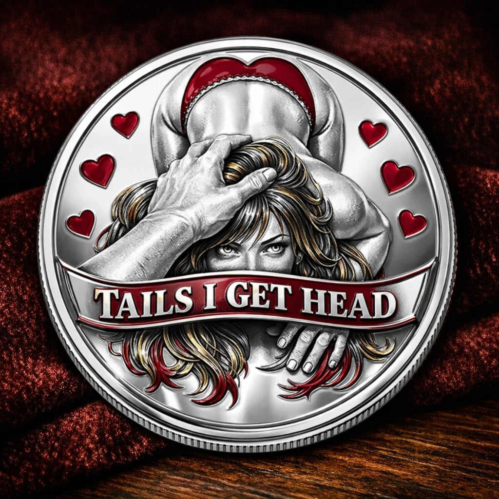 Metallene Challenge Coin „Heads I Get Tails“ | Doppelseitiges 3D-Relief mit Emaille-Akzenten | Sammler-Token für Games &amp; Geschenk