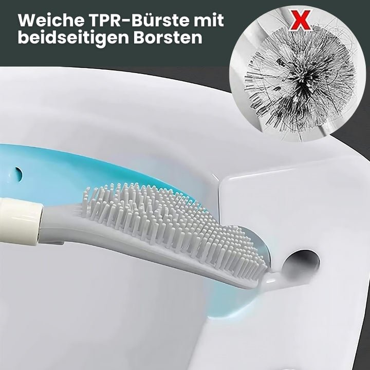 WC-kefe folyadékadagolóval és hajlékony fejjel | Fali rögzítés, gyorsan száradó tartó | FlushMaster Pro