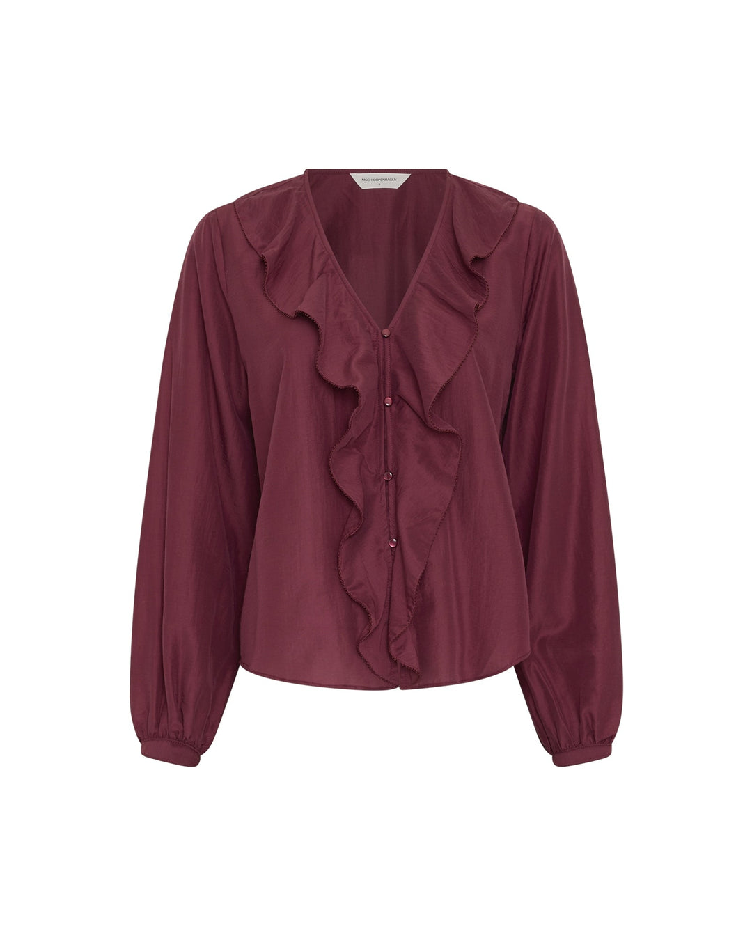 Damen Bluse | V-Ausschnitt mit Rüschendetails und langen Ärmeln | Normale Passform