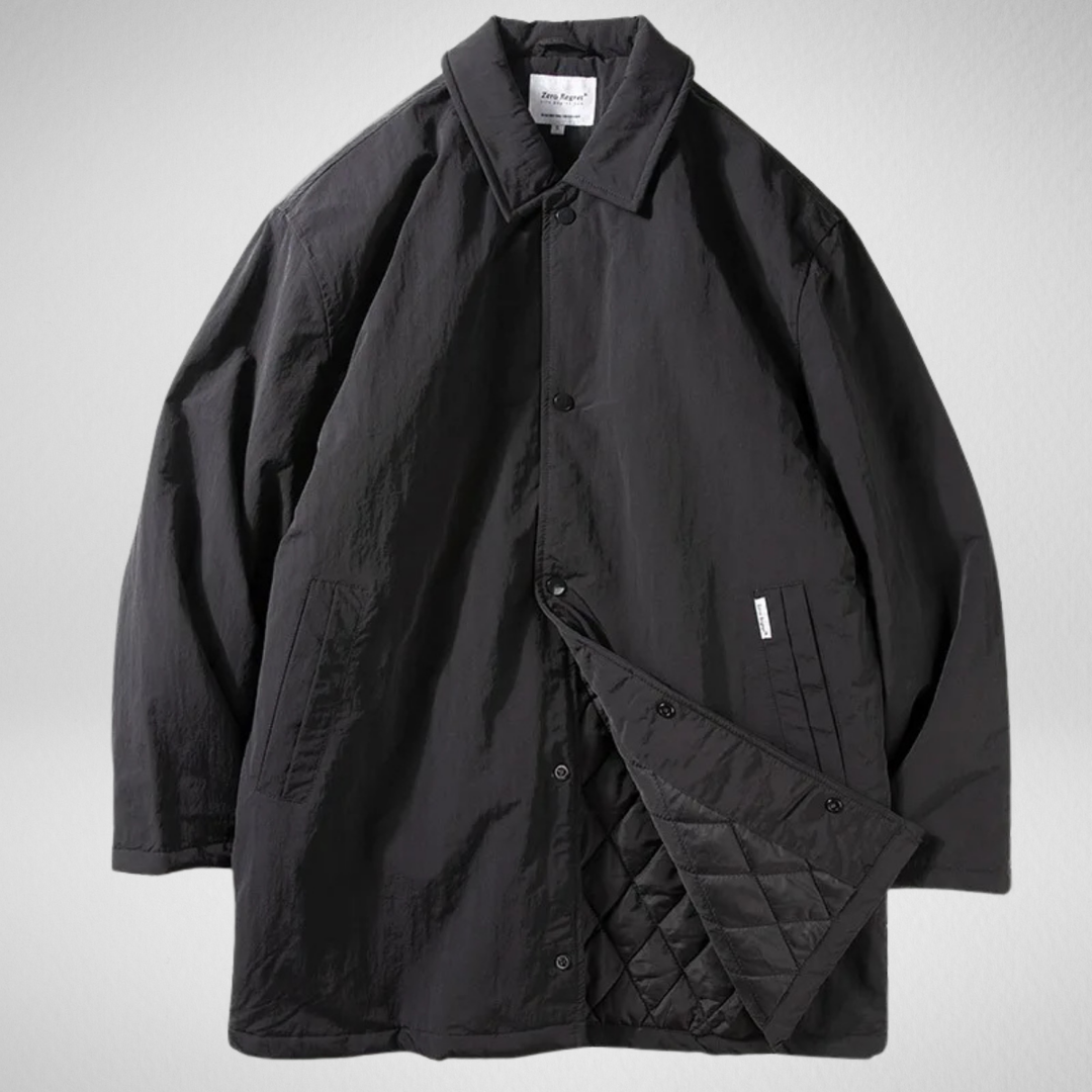 Herren Windbreaker-Mantel im Vintage-Stil | Leichter windabweisender Übergangsmantel mit Knopfleiste und Seitentaschen für Alltag