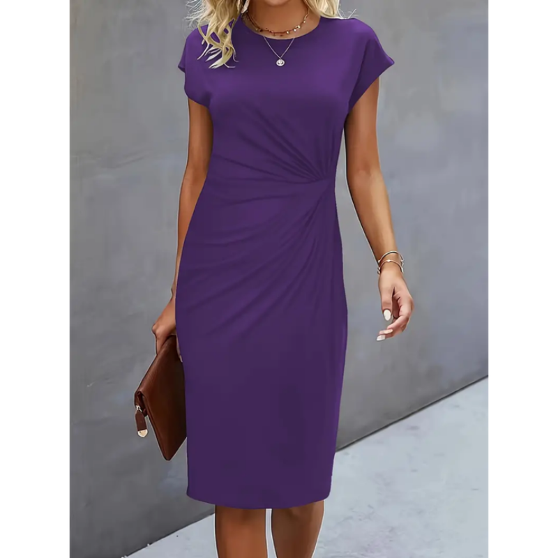 Formelles Midikleid kurzarm | taillierte Passform für Business &amp; Events | elegant, bequem &amp; professionell | Damen