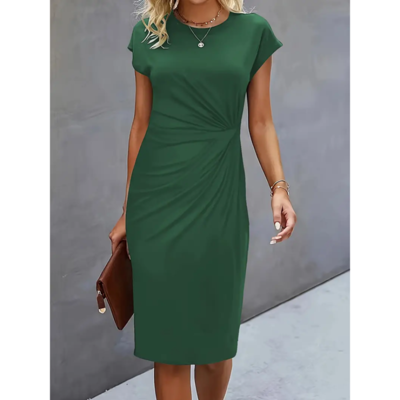 Formelles Midikleid kurzarm | taillierte Passform für Business &amp; Events | elegant, bequem &amp; professionell | Damen