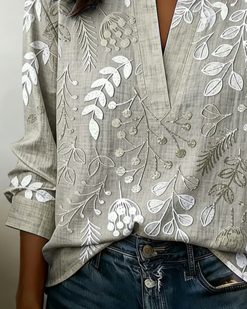 Damen Bluse mit Blumenmuster | Luftige Sommerbluse mit V-Ausschnitt &amp; lockerem Schnitt für Alltag, Freizeit &amp; Urlaub