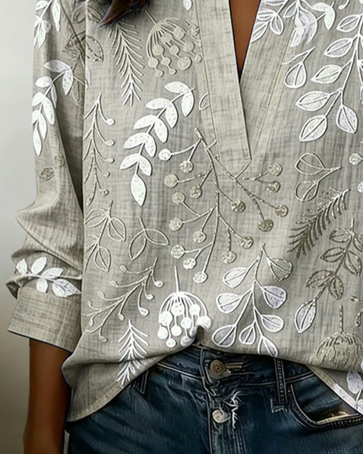 Damen Bluse mit Blumenmuster | Luftige Sommerbluse mit V-Ausschnitt &amp; lockerem Schnitt für Alltag, Freizeit &amp; Urlaub