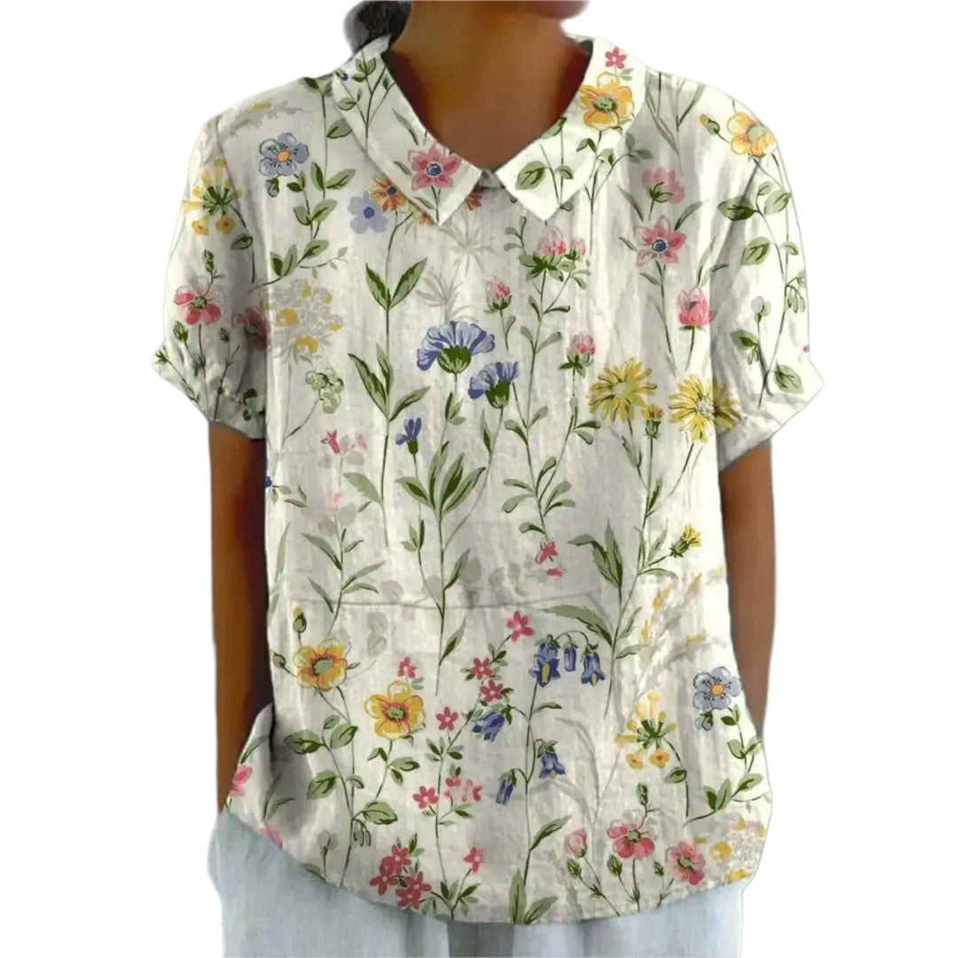 Damen Blumenbluse | Leichte Sommerbluse mit floralem Muster für Freizeit, Brunch und warme Tage