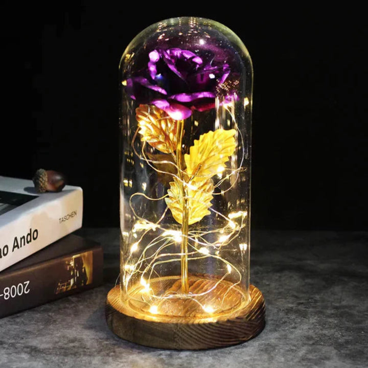 Lampada Rosa Galassia per sempre | Rosa eterna in cupola di vetro | Lampada decorativa a LED | Simbolo di amore e bellezza senza tempo
