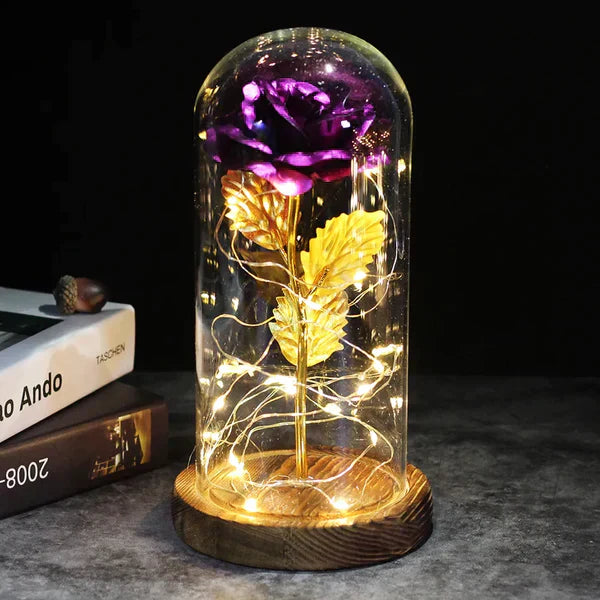 Lampada spirituale Ametista | Lampada rosa eterna in cupola di vetro | Decorazione a LED cristallo | Simbolo di amore ed energia