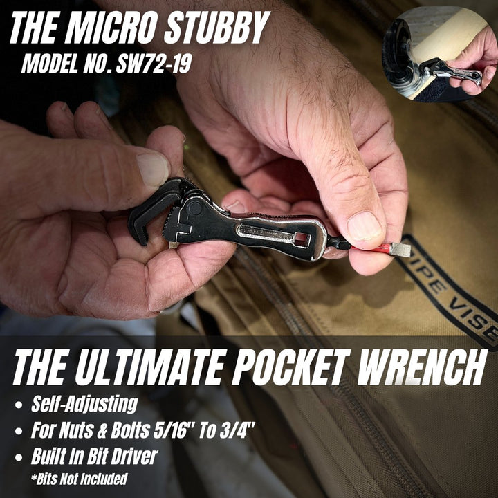 Mikro-Ratsche 11 cm kompakt | Selbstjustierender Griff &amp; integrierter Bithalter | 1/4" Antrieb | Chrom-Molybdän-Stahl, 95 g