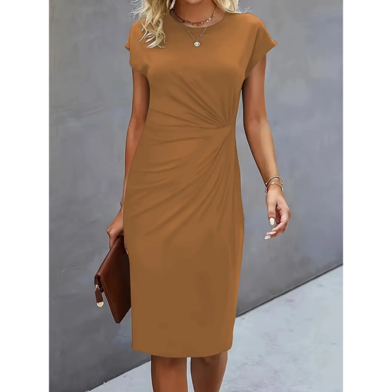 Formelles Midikleid kurzarm | taillierte Passform für Business &amp; Events | elegant, bequem &amp; professionell | Damen
