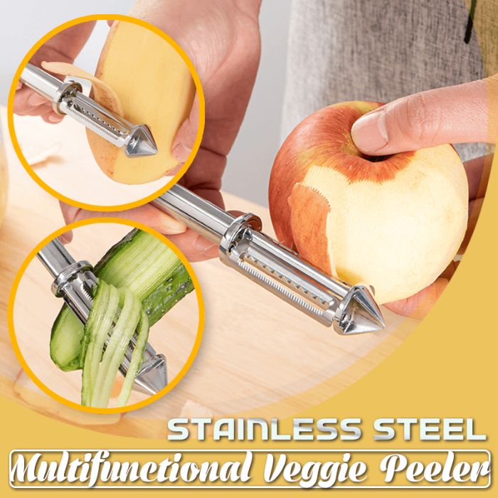 Gemüse-Schäler mit ultrascharfen Doppelklingen aus Edelstahl – SliceMaster Pro | Schälen &amp; Julienne in 1 Tool | Rutschfester Griff