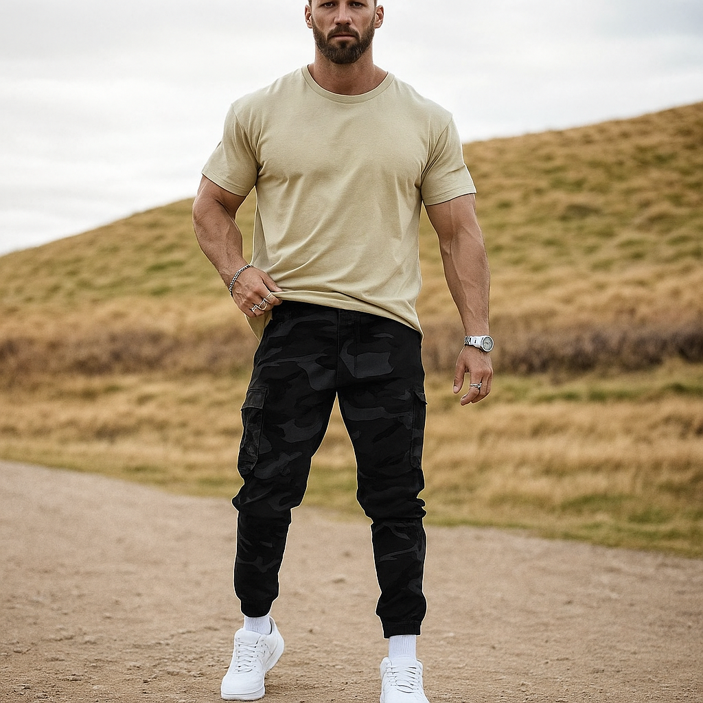 Herren Cargohose mit flexiblem Bund | Robuster Nylon-Baumwoll-Mix | Viele Taschen für Alltag &amp; Outdoor | Gerade Passform S–3XL