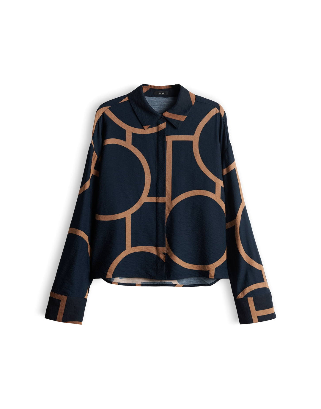 Damen Bluse | Loose-Fit-Bluse mit Hemdblusenkragen, langen Ärmeln und grafischem Muster