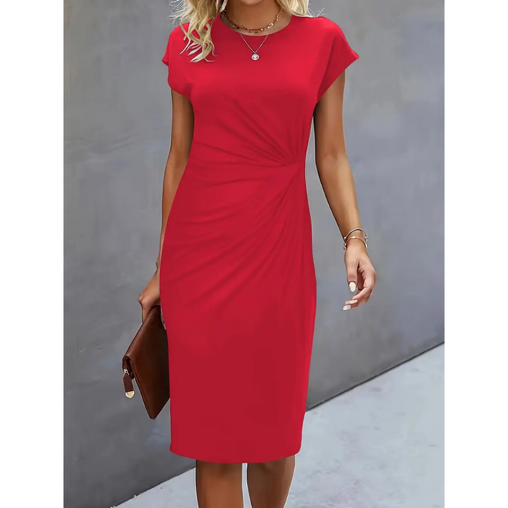Formelles Midikleid kurzarm | taillierte Passform für Business &amp; Events | elegant, bequem &amp; professionell | Damen
