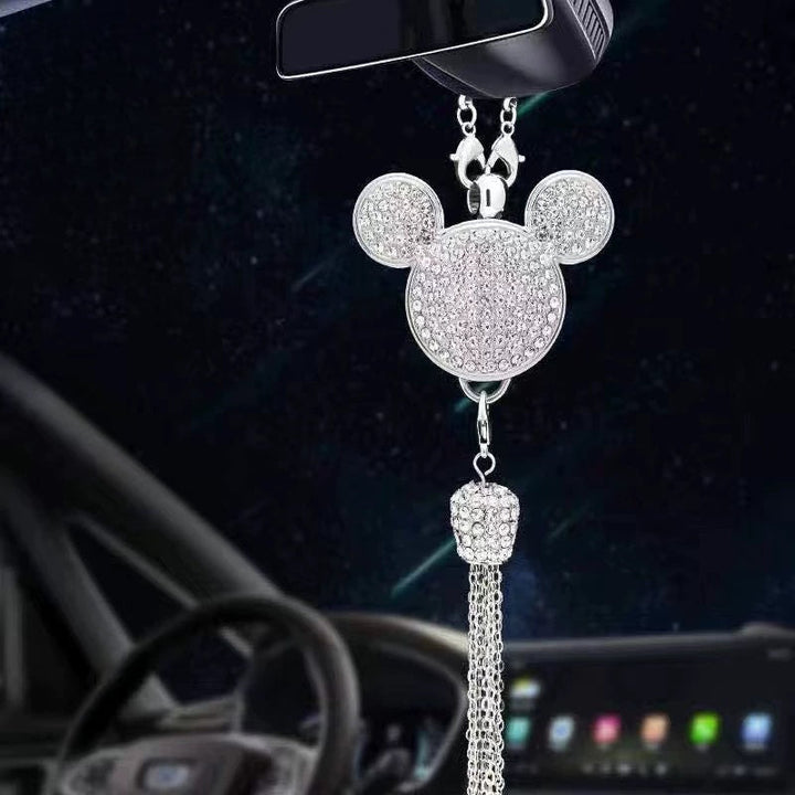 Ciondolo per specchietto retrovisore auto con cristallo | Lega di zinco e strass | Decorazione scintillante con ciondolo profumato, idea regalo