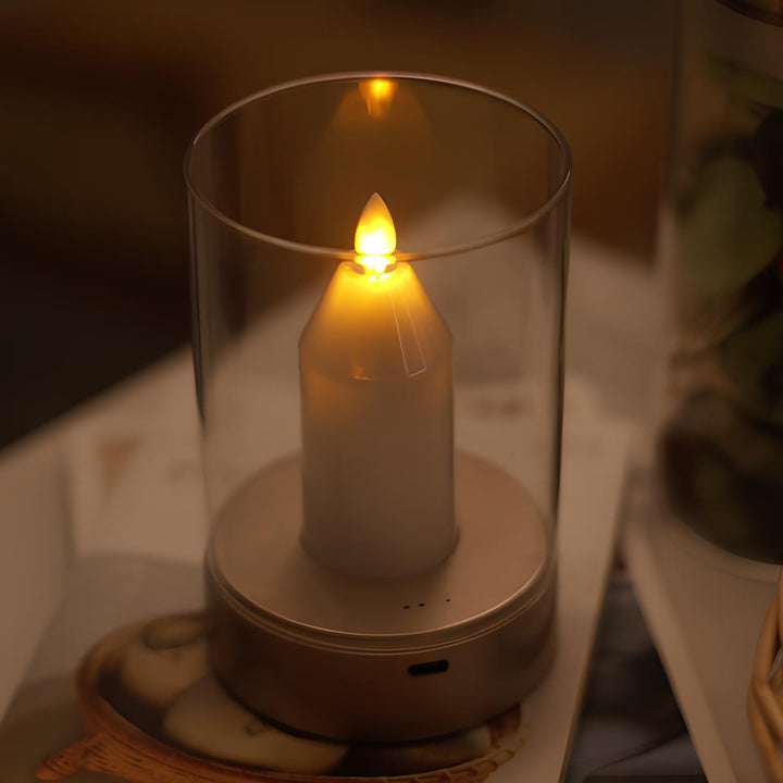 LED Kerzenlampe kabellos mit Gestensteuerung | Dimmbares warmweißes Licht | 6–8 Std. Akkulaufzeit, 8,6 x 13 cm