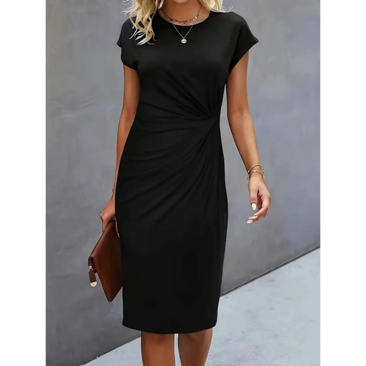 Formelles Midikleid kurzarm | taillierte Passform für Business &amp; Events | elegant, bequem &amp; professionell | Damen
