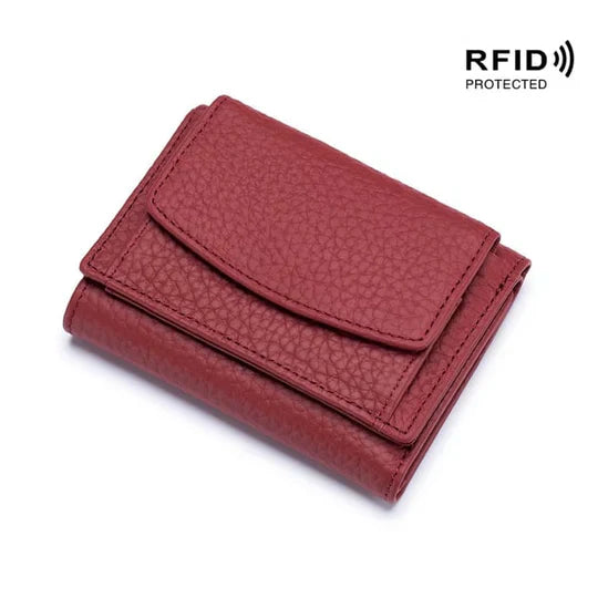 RFID-blocking mini wallet compact | Many card slots + coin pocket with zipper | Hidden compartment | 14 colors