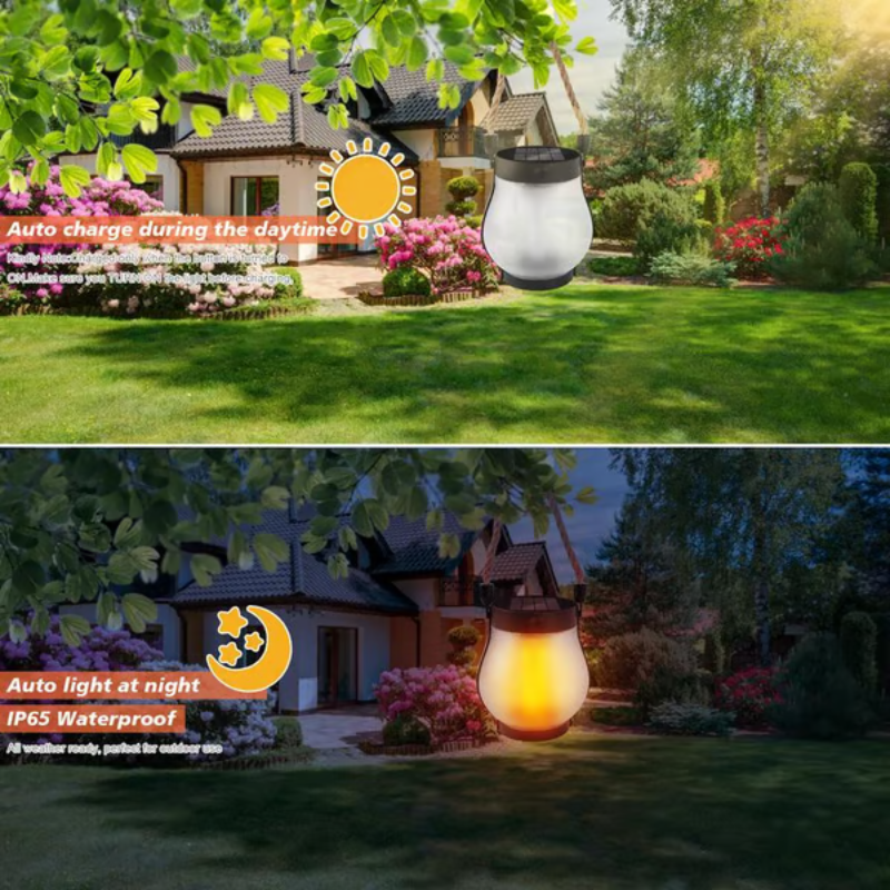 Solar Laterne | Wetterfeste Gartenleuchte mit flackerndem Flammeneffekt