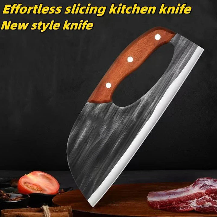 Küchenmesser aus Edelstahl mit ergonomischem Griff | Präzisionsmesser für Fleisch, Gemüse &amp; Kräuter | Rutschfester Holzgriff