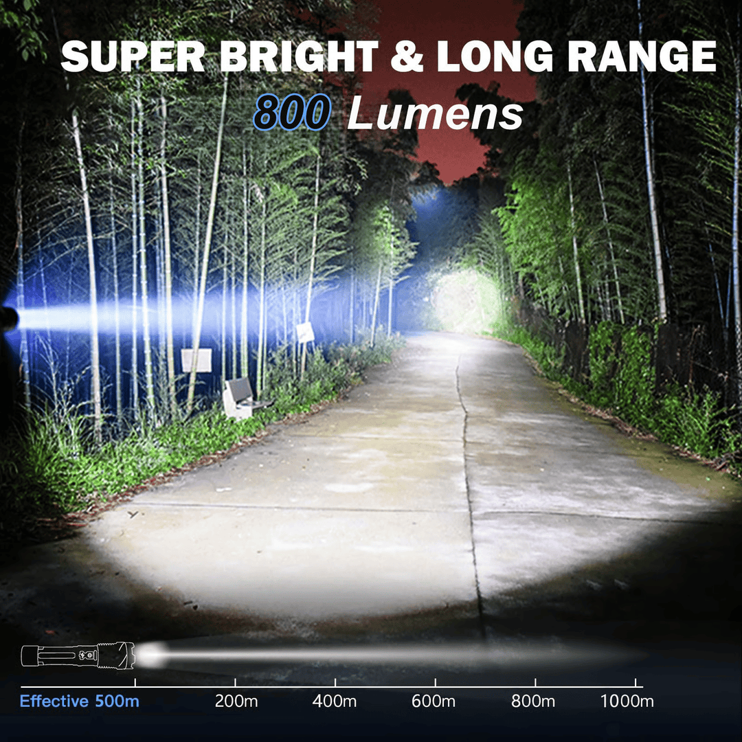 💥 Illuminazione outdoor: torcia LED laser bianca con luce laterale COB di avviso e lavoro