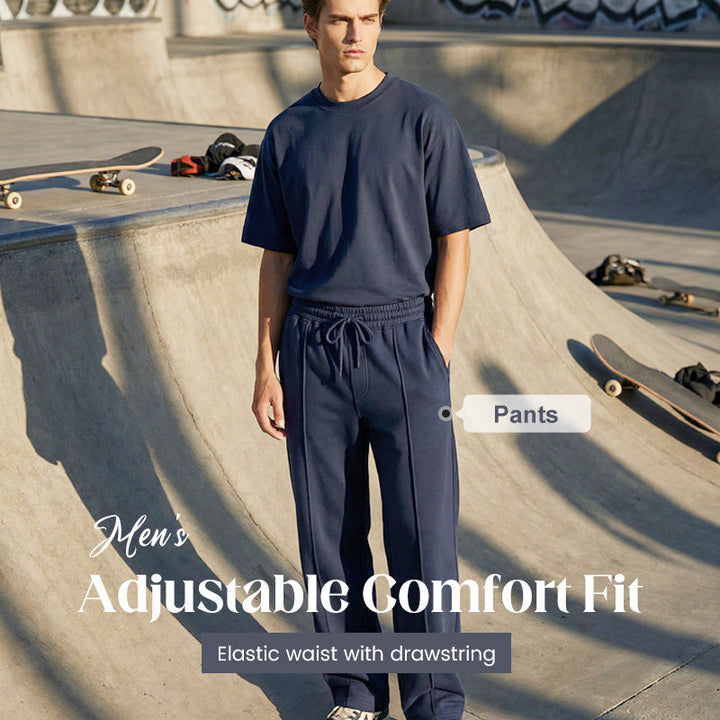 Herren Stretch-Hose mit geradem Bein | Atmungsaktive Freizeithose mit Relax-Fit, Kordelzug und Seitentaschen