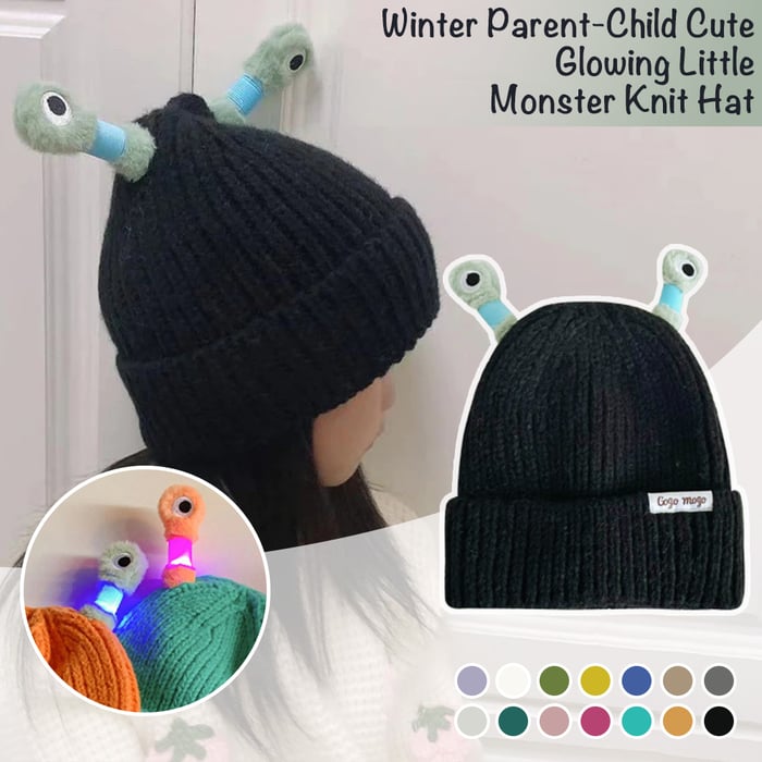 Beanie with glowing eyes &amp; flexible tentacles | Warm &amp; soft, elastic fit | Festival, party &amp; winter look