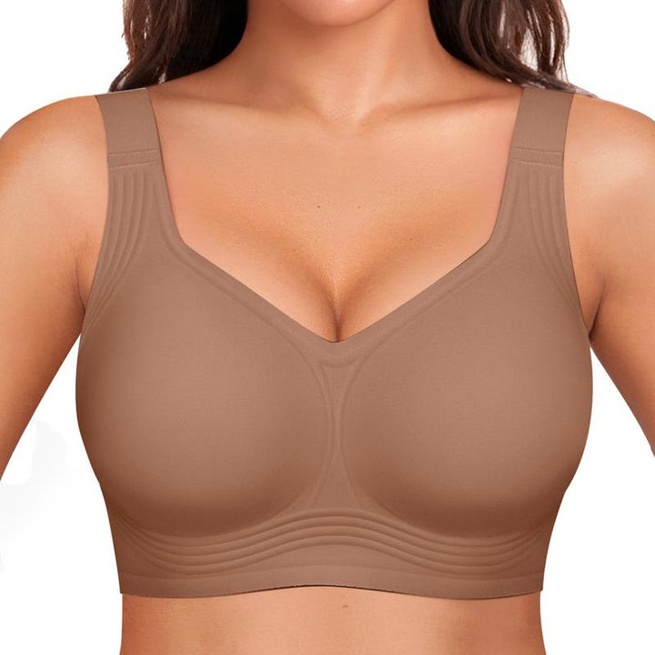 Reggiseno wireless da donna con supporto a 4 strati in gelatina | Copertura completa, coppe leggermente imbottite | S-4XL | Nero, Nude, Beige