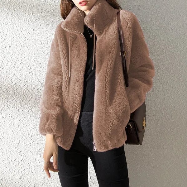 Damen Winterjacke mit Reißverschluss | Warme Jacke mit lockerer Passform und weichem Material für Alltag und kalte Wintertage