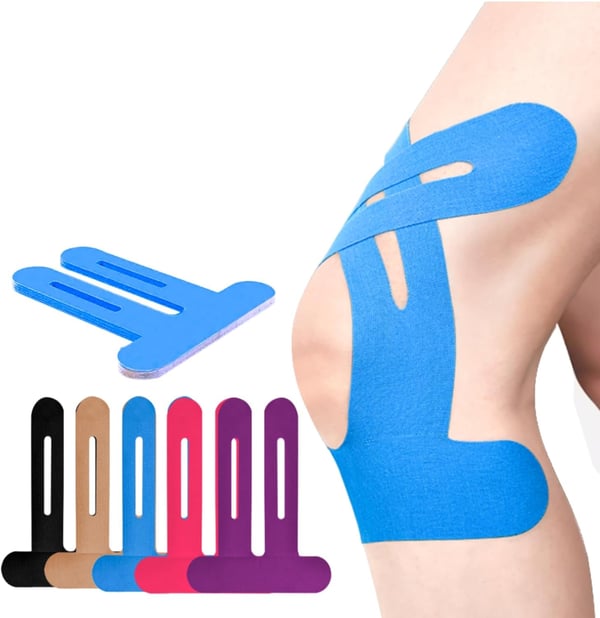 Vorge­schnittene Kinesio-Tapes fürs Knie | 150% dehnbar &amp; rutschfest | Atmungsaktive Baumwolle, stabilisierend im Alltag &amp; Sport