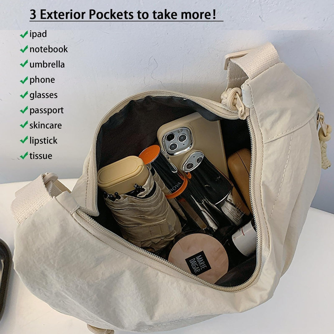 Nylon-Umhängetasche | Leichte Schultertasche mit mehreren Reißverschlussfächern und verstellbarem Schulterriemen