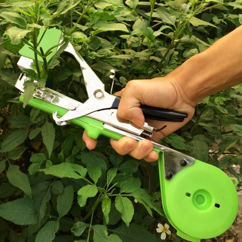 Plant tying device for tomatoes &amp; climbing plants – GrowMasterPro with clamp-and-band system | Secures in seconds | Weatherproof