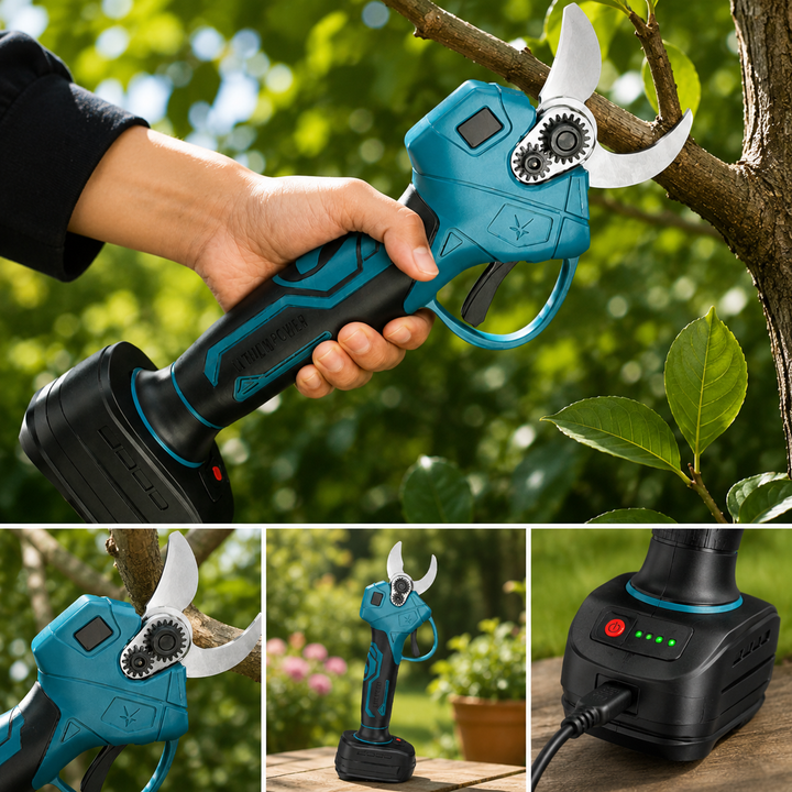 Elektrische Akku-Gartenschere 20V | Astschere mit bürstenlosem Motor &amp; 3 cm Schnittstärke | Akku inklusive