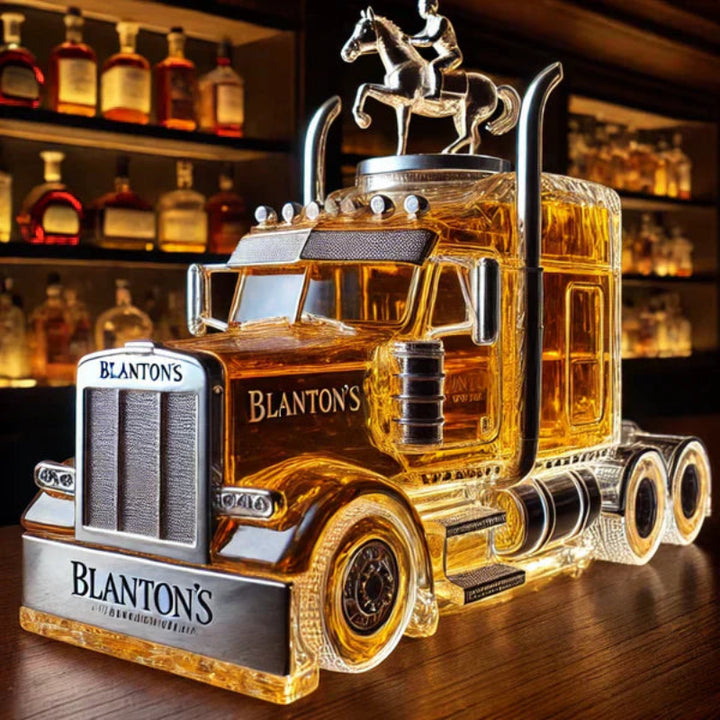 Whiskeyflasche | Glas-Dekanter in Sattelschlepper-Form für Bar &amp; Man Cave