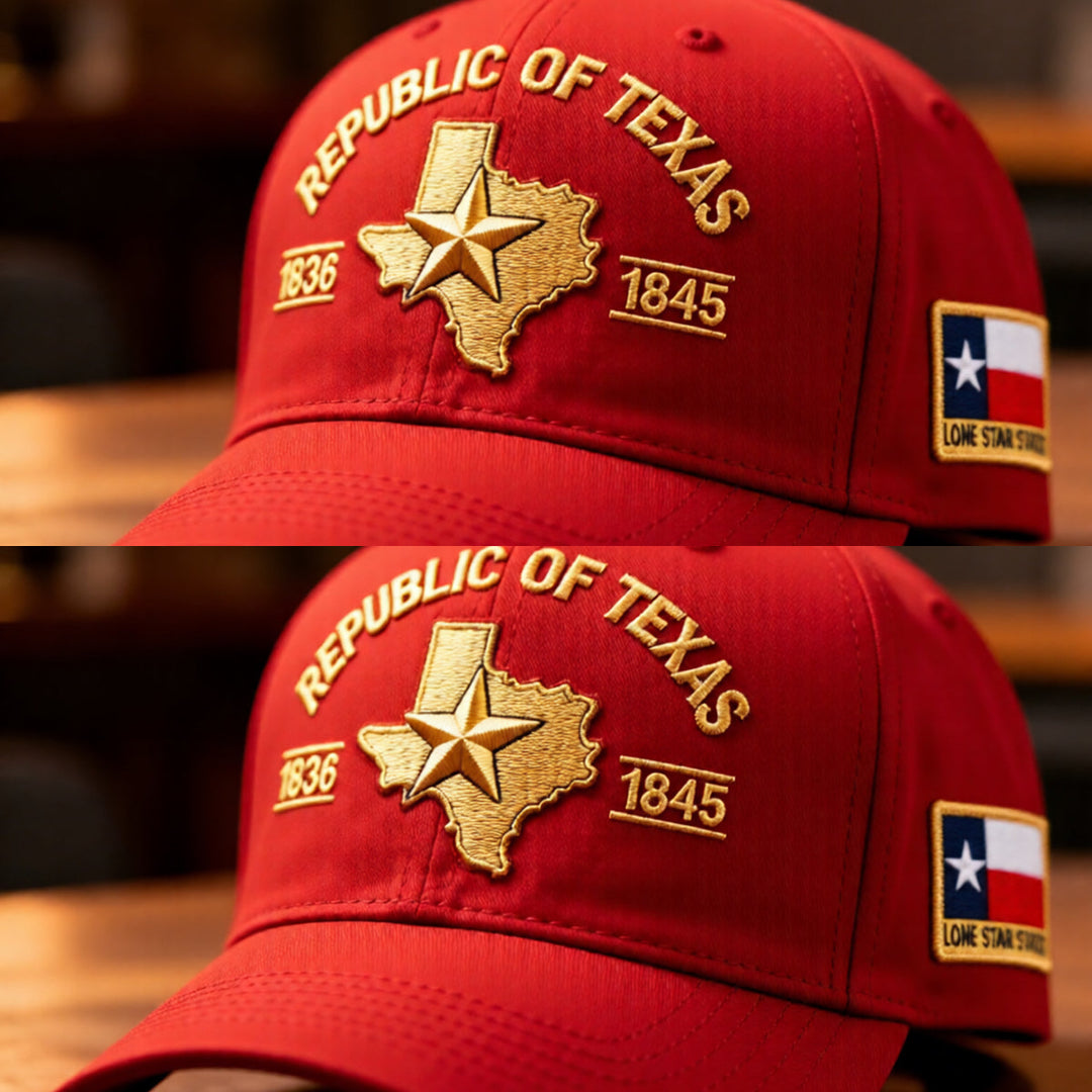 Bestickte Cap mit Texas-Silhouette &amp; goldenem 3D-Stickmotiv | Verstellbare Passform 56–61 cm | Dunkelmarineblau