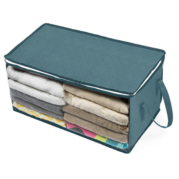 Faltbare Aufbewahrungsbox für Kleidung 58×31×30 cm | Vliesstoff mit Sichtfenster &amp; Reißverschluss | Für Decken, Bettwäsche &amp; Schrank