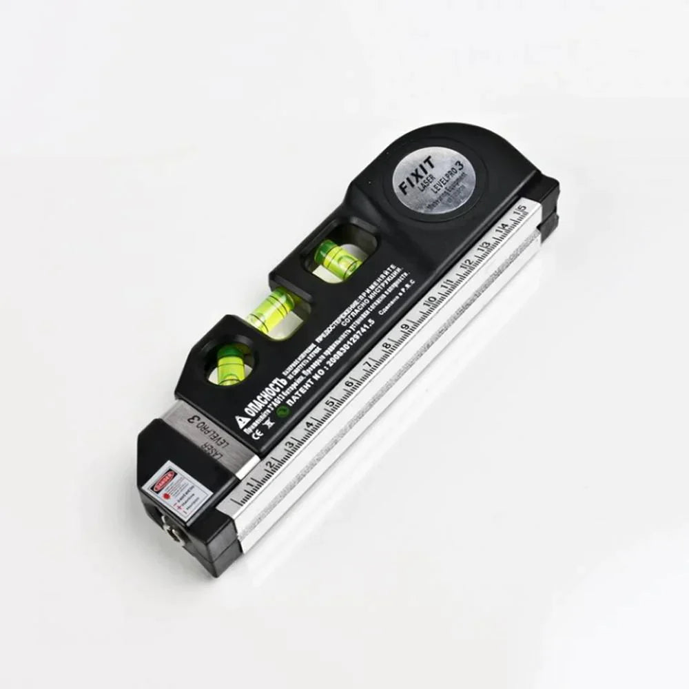 4-in-1 laser measuring tool with tape measure | Triple spirit level + bubble light | Laser line for precise alignment, compact 17 cm