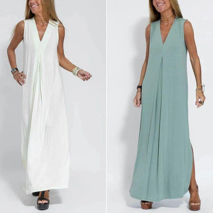 Damen Maxikleid mit V-Ausschnitt &amp; Cardigan | Langärmeliges Kleid für Alltag &amp; besondere Anlässe | Elegant &amp; Bequem