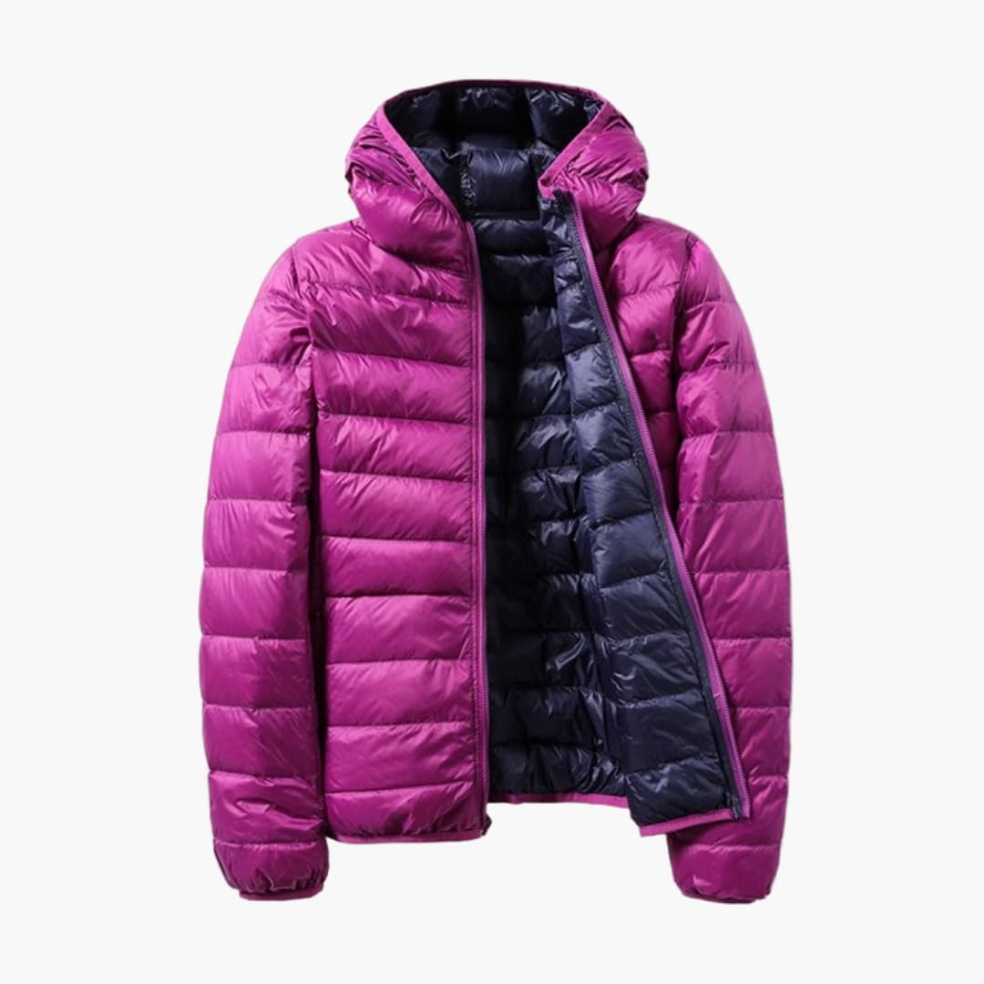 Damen Wende-Steppjacke mit Kapuze | Wendbare Übergangsjacke mit Reißverschluss und Seitentaschen für vielseitige Looks