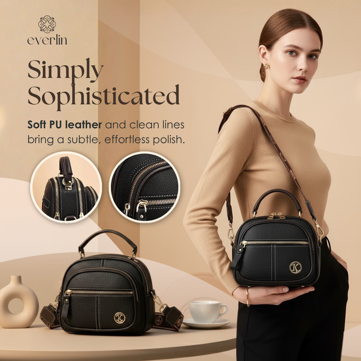 Crossbody/shoulder bag with multiple compartments | Compact &amp; organized with zipper | Adjustable strap | Everyday travel-proof