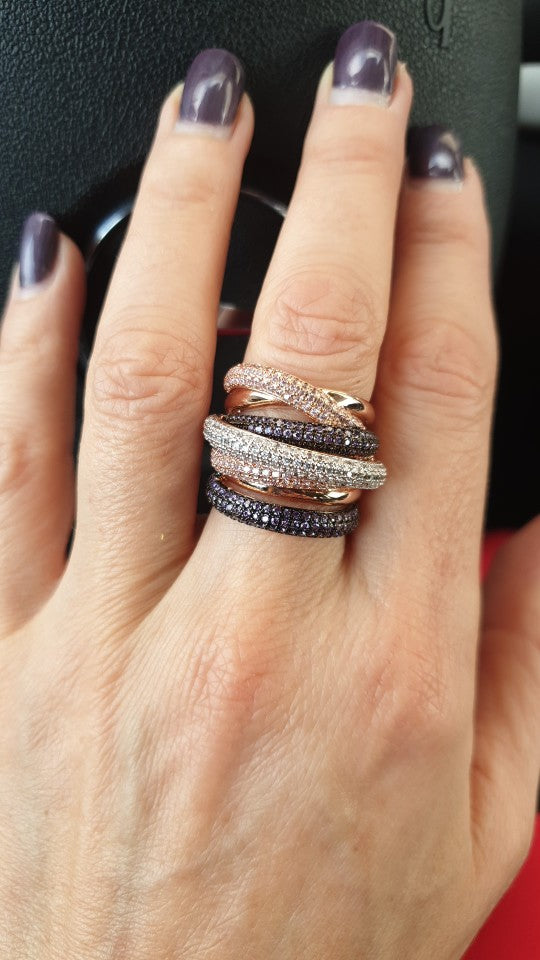 Damen Ring mit Cubic Zirkonia | Eleganter Stapelring im Luxus-Design | Funkelnder Statement- &amp; Verlobungsring