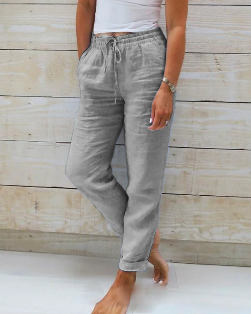 Pantalon décontracté à cordon pour femmes | Court