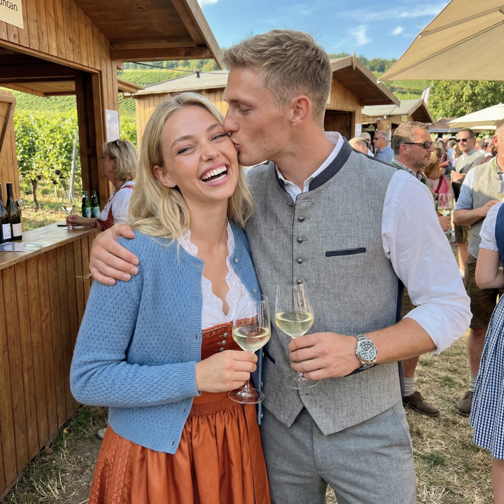 Damen Trachten Strickjacke | Melierte Strickjacke mit Trachtenknöpfen für Dirndl und Trachten-Looks